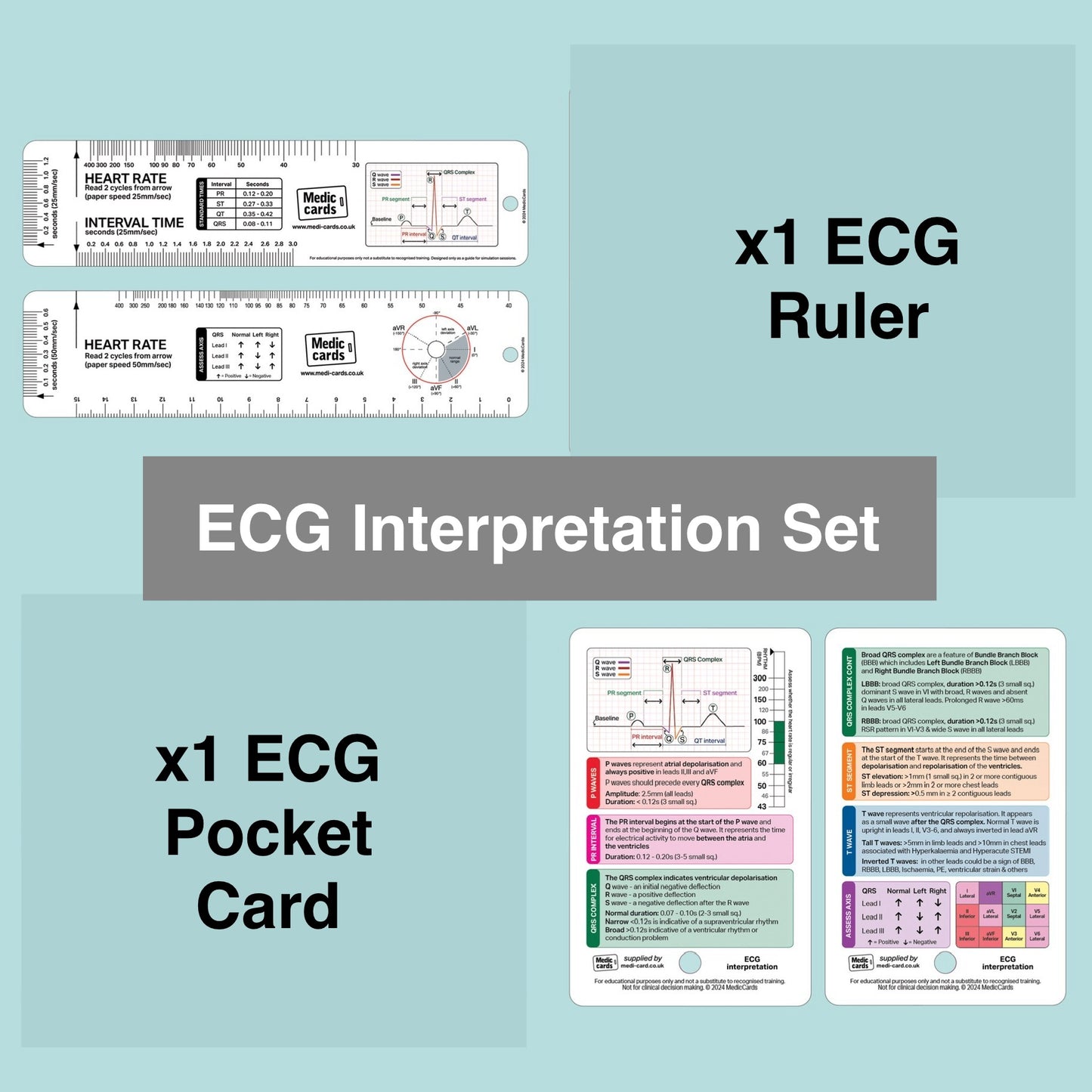 ECG Interpretation Set - Ruler & Pocket Card